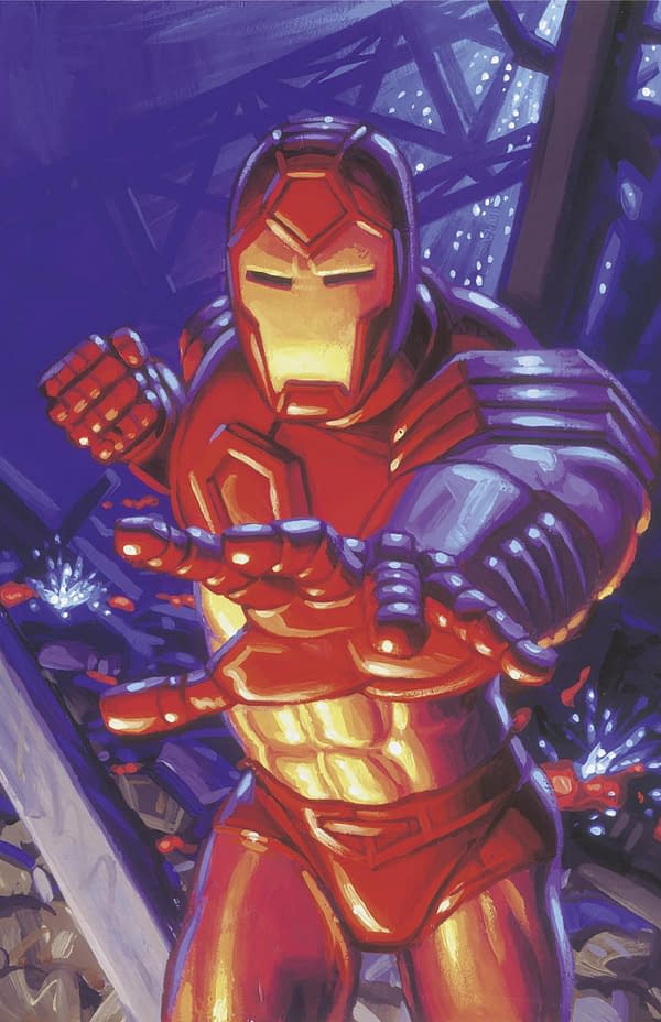 Cover image for INVINCIBLE IRON MAN 14 GREG AND TIM HILDEBRANDT IRON MAN MARVEL MASTERPIECES III VIRGIN VARIANT