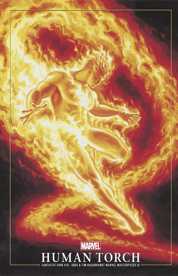 Cover image for FANTASTIC FOUR #18 GREG AND TIM HILDEBRANDT HUMAN TORCH MARVEL MASTERPIECES III VARIANT