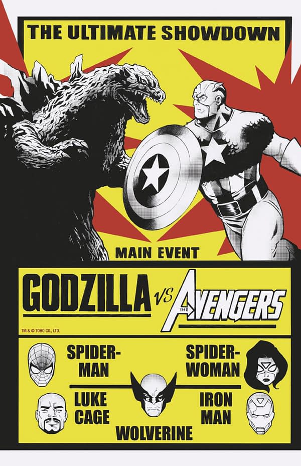 Cover image for GODZILLA VS. AVENGERS #1 LEE GARBETT VERSUS VARIANT