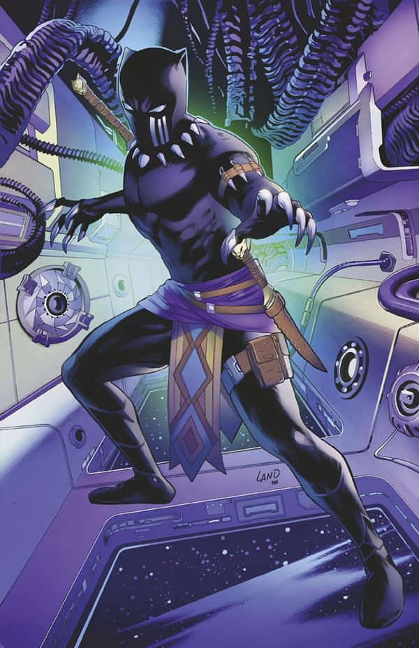 Cover image for BLACK PANTHER: INTERGALACTIC #1 GREG LAND BLACK PANTHER VIRGIN VARIANT