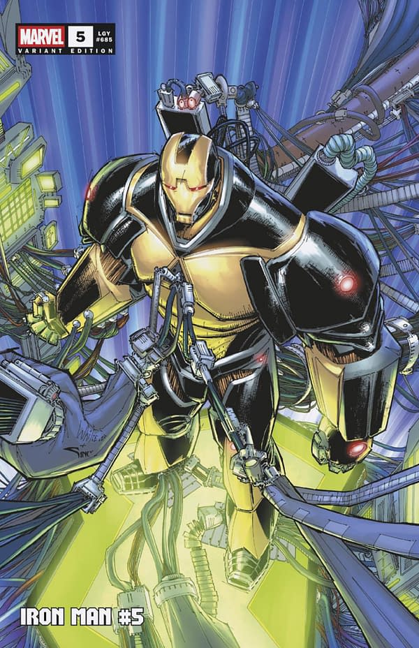 Cover image for IRON MAN #5 WHILCE PORTACIO ADVANCED IRON MAN VARIANT