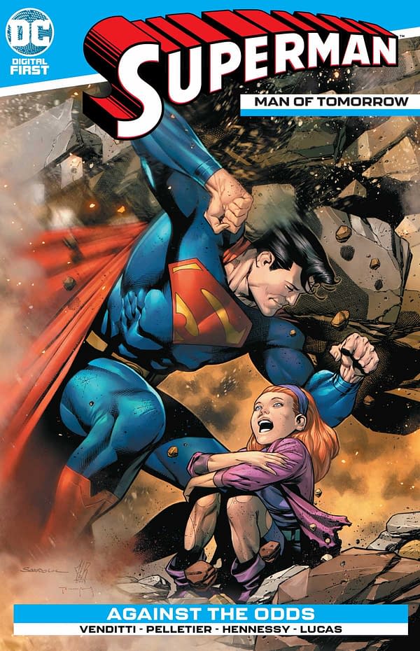 The cover of Superman: Man of Tomorrow #2 from DC Comics with a creative team of Robert Venditti, Paul Pelletier, Drew Hennessy, and Adriano Lucas.