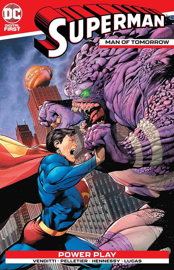 The cover of Superman: Man of Tomorrow by DC Comics with a creative team of Robert Venditti, Paul Pelletier, Drew Hennessy, and Adriano Lucas. Credit: DC Comics.