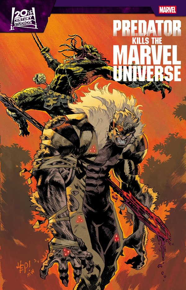 Cover image for PREDATOR KILLS THE MARVEL UNIVERSE #3 SCOTT HEPBURN HUNTING THE HUNTERS VARIANT