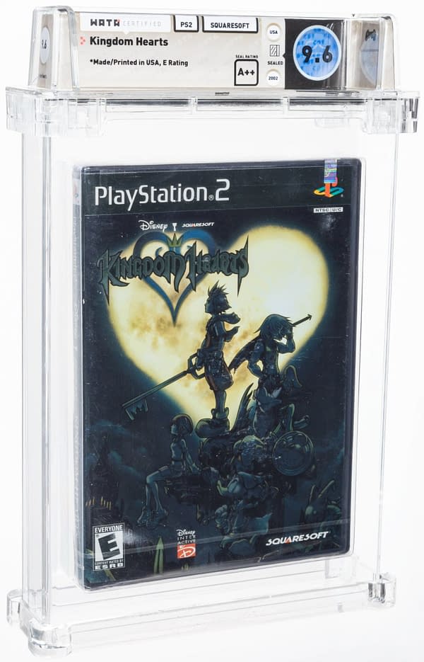 The front cover of the box for Kingdom Hearts, the Final Fantasy/Disney crossover game for the PS2, created by Squaresoft. Currently available on auction at Heritage Auctions' website.