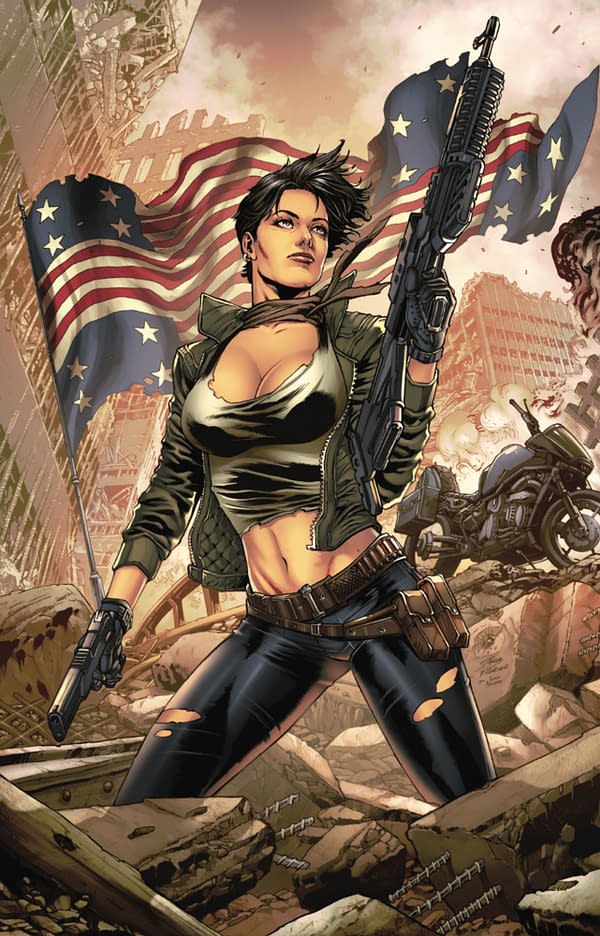The Courier: Liberty and Death Issue 2 of 3 cover. Credit: Zenescope