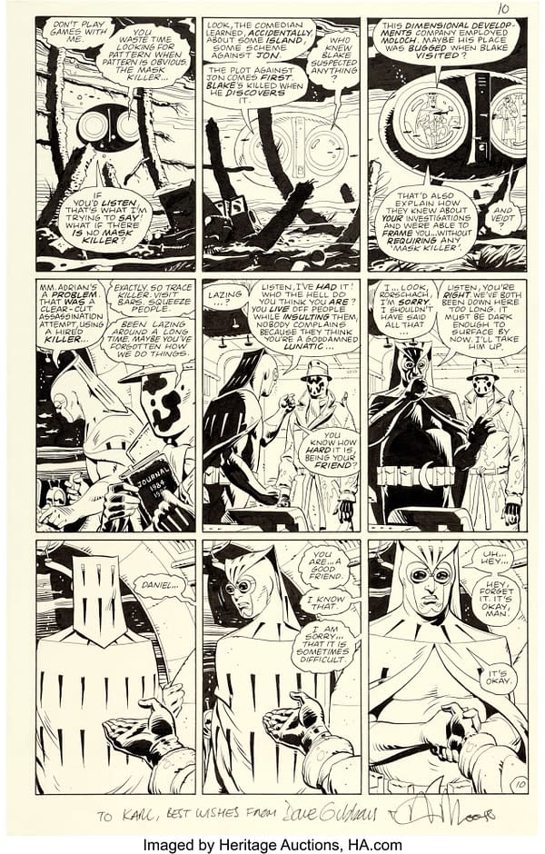 How much money will these original art pages of Dark Knight and Watchmen sell for?