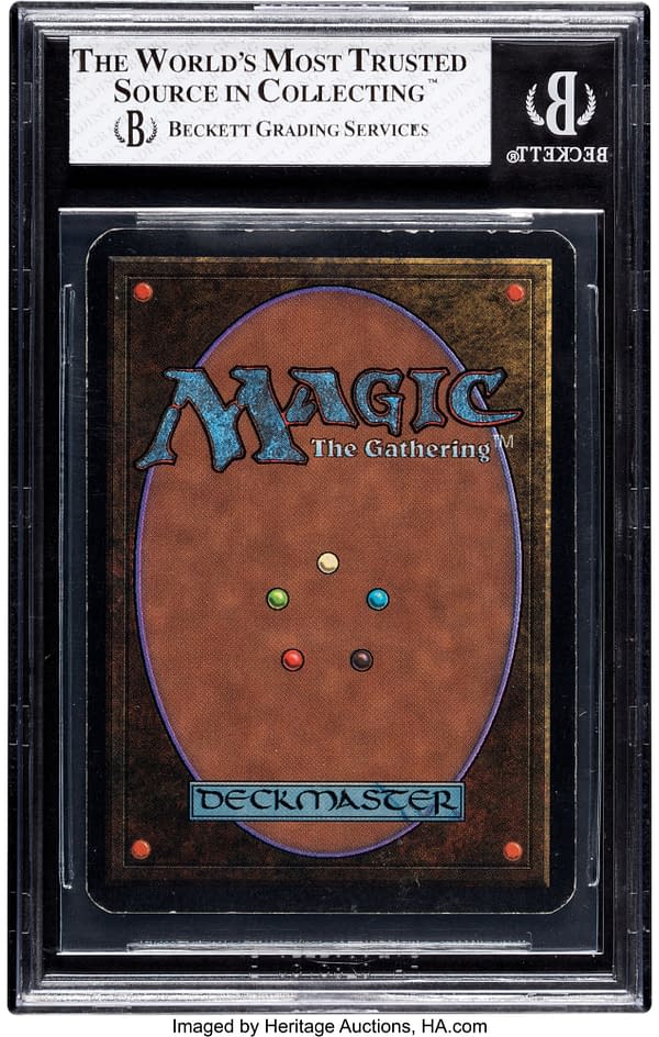 The back face of Chaos Orb, a card from Magic: The Gathering's Alpha set, the first set of the game. Currently available at auction on Heritage Auctions' website.