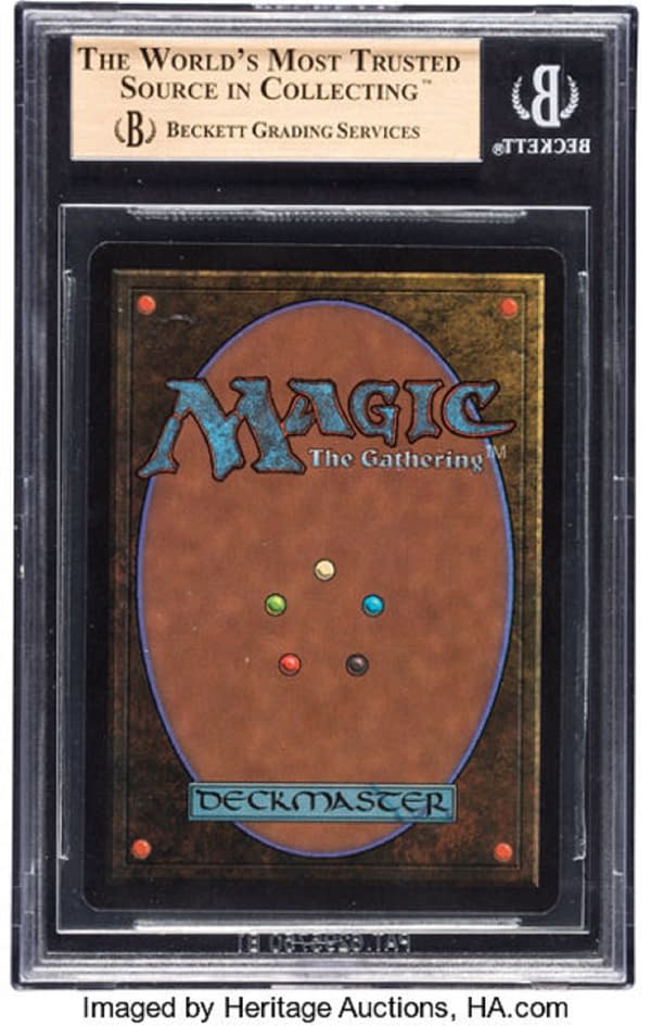 The back face of the Beckett 9.5-graded Beta Black Lotus.