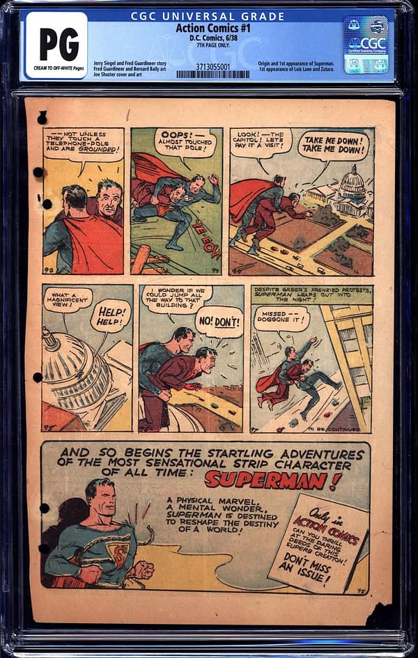 Tiny Speck From First Appearance Of Superman At Auction For $3000