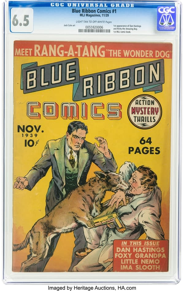 First Appearance of Rang-A-Tang in Blue Ribbon Comics #1, at Auction