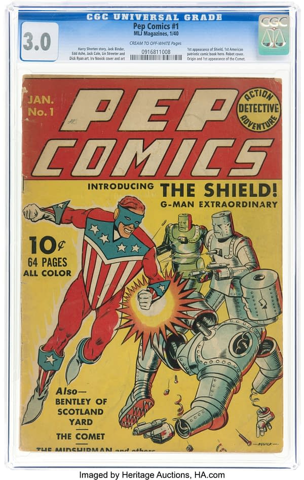 Pep Comics #1 (MLJ, 1940) introducing the Shield.