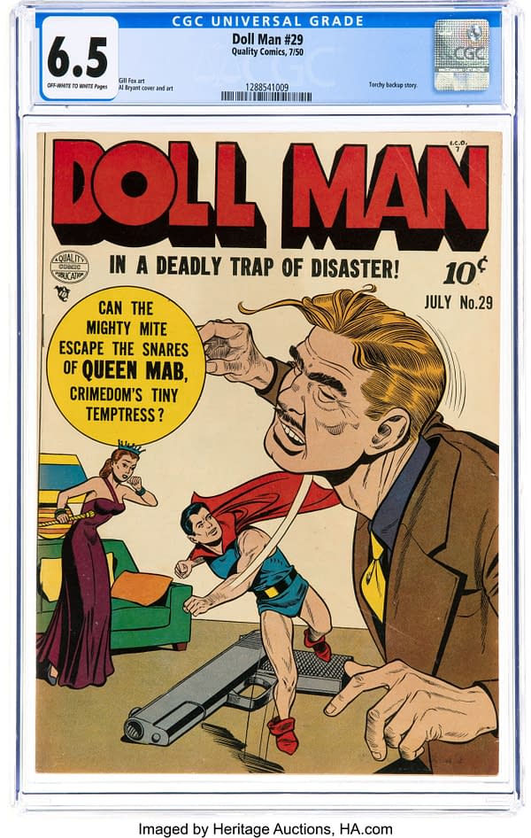 Doll Man and Crimedom's Tiny Temptress in Doll Man #29, Up for Auction