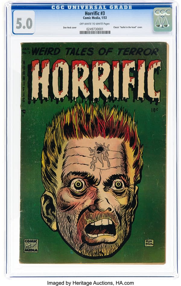 Horrific #3 (Comic Media, 1953) covery by Don Heck.