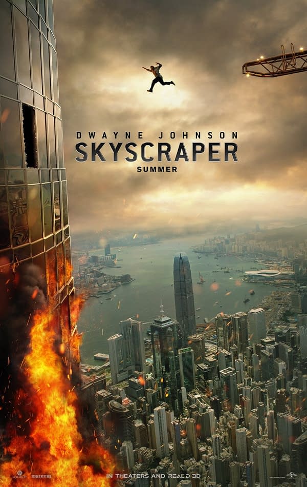 2020 Presidential Candidate Dwayne "The Rock" Johnson Shows Off Leaping Skills in Skyscraper Poster