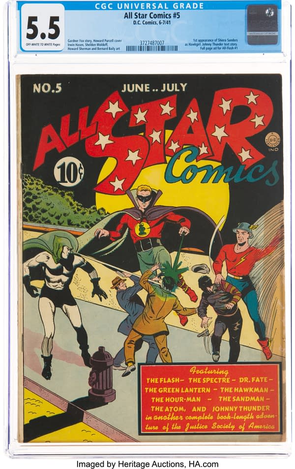 All-Star Comics #5 featuring Hawkgirl, DC Comics 1941.