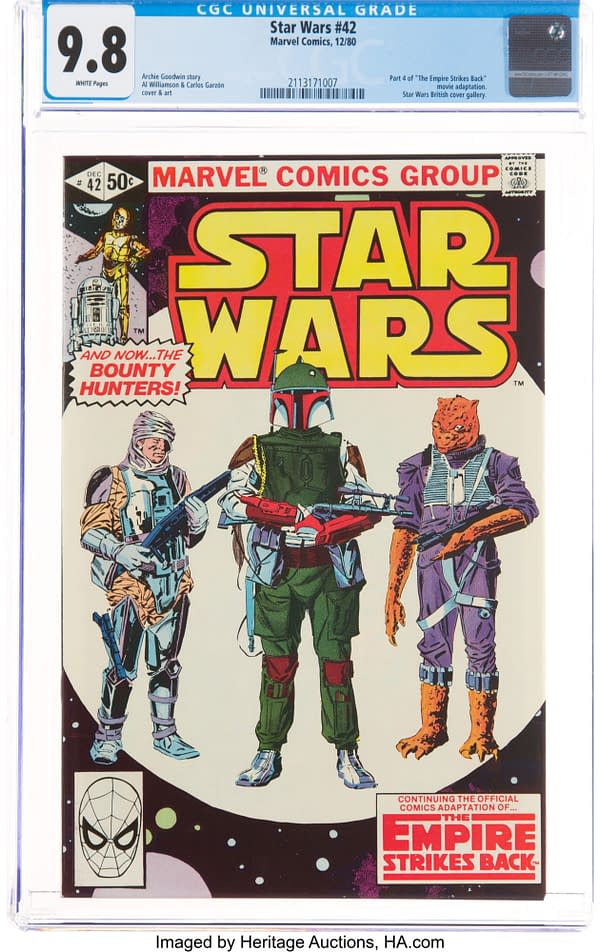 Star Wars #42 featuring the first comic book appearance of Boba Fett, Marvel Comics 1980.