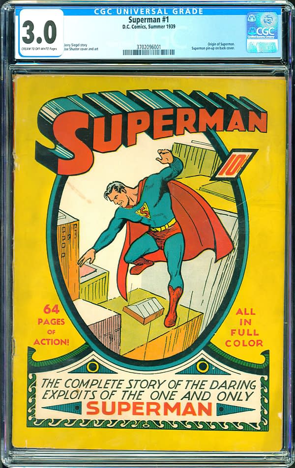 Superman #1 CGC 3.0, Summer 1939 DC Comics.