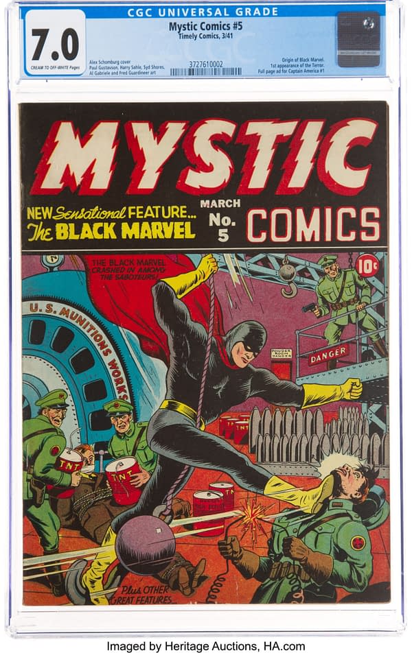 Mystic Comics #5 cover by Alex Schomburg, Marvel 1941.