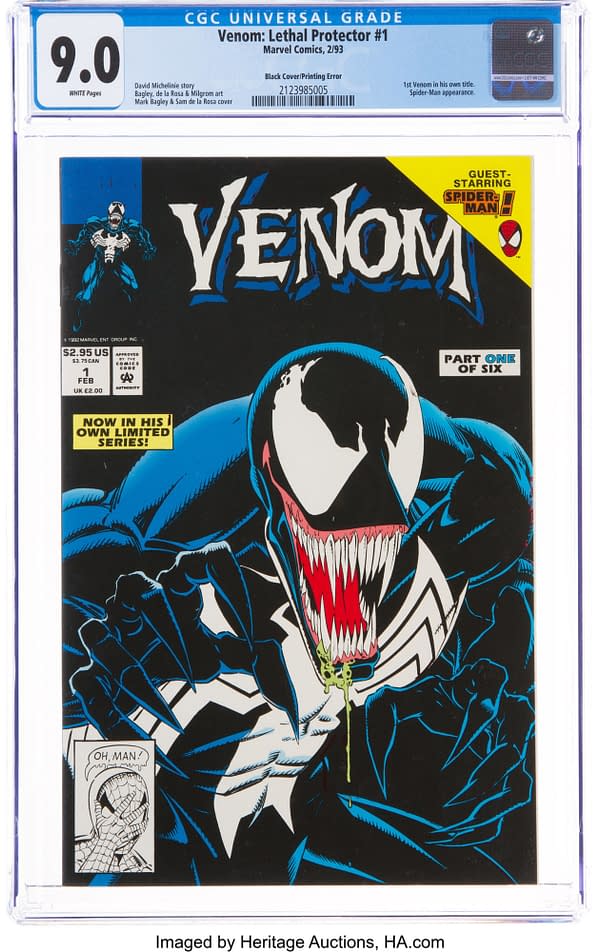 Venom: Lethal Protector #1 Black Cover, artwork by Mark Bagley and Sam de la Rosa, Marvel 1993.