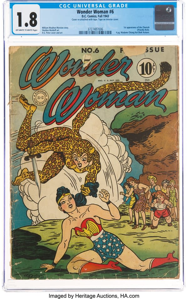 Wonder Woman #6 featuring Cheetah interior page, story by William Marson, art by H.G. Peter, DC Comics 1943.