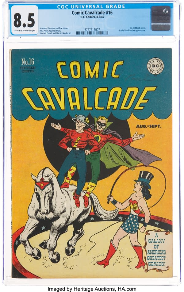 Comic Cavalcade #16 (DC, 1946) with Paula von Gunther appearance. 