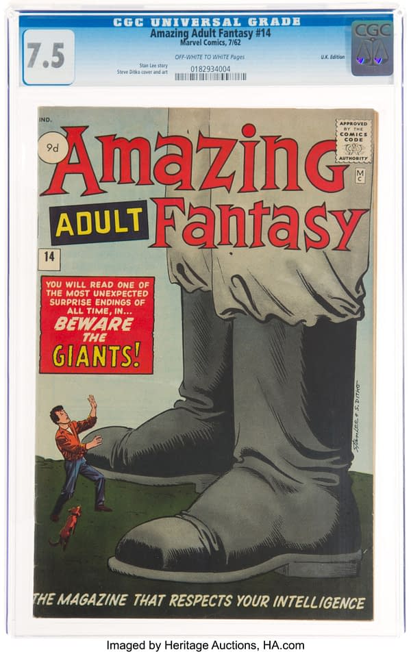 Amazing Adult Fantasy #14, featuring the Mutant story "The Man in the Sky", Marvel, 1962.
