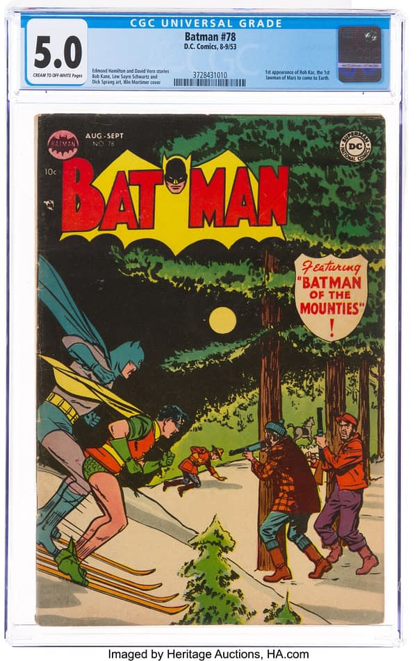 Batman #78 featuring the first Martian Manhunter, DC Comics 1953.