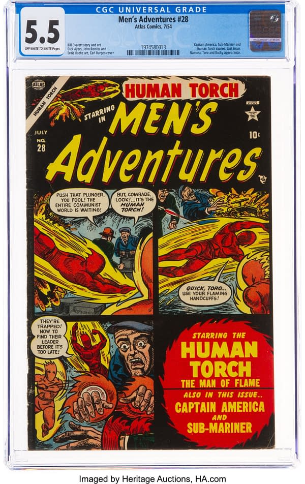 Men's Adventures #28 (Atlas, 1954) featuring the Human Torch.