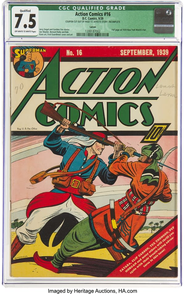Action Comics #16 Lamont Larson Pedigree (DC, 1939) 