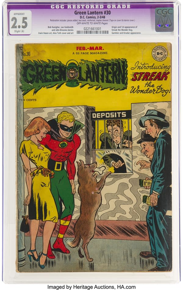 Green Lantern #30 featuring Streak the Wonder Dog (DC, 1948)