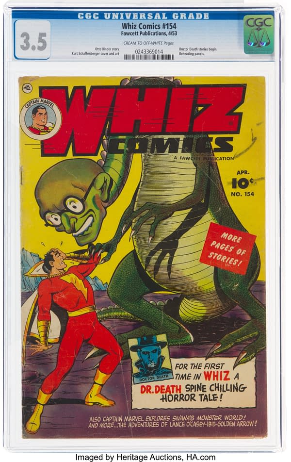 Captain Marvel, Or Shazam, Fights Ugly Lizard At Heritage Auctions