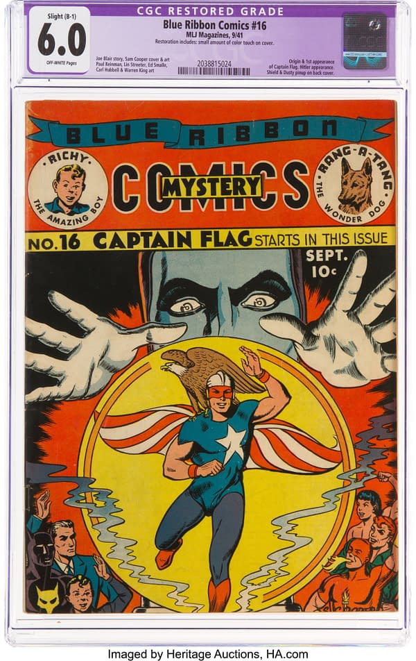 Blue Ribbon Comics #16 (MLJ, 1941) featuring Captain Flag and Yank the Eagle.
