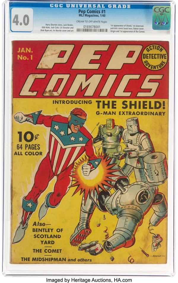 Pep Comics #1 (MLJ, 1940) introducing the Shield.