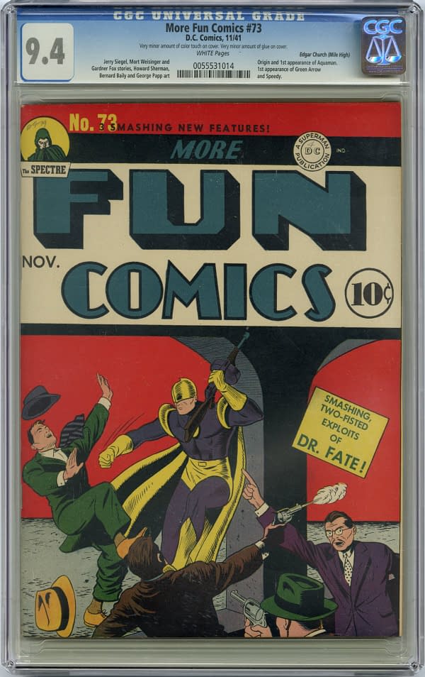 More Fun Comics #73 (DC Comics, 1941) featuring the first appearances of Green Arrow and Aquaman.