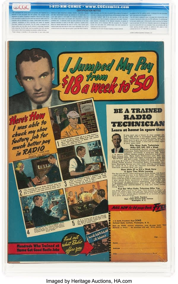 The Flame #3 (Fox, 1940) back cover. National Radio Institute advertisement for radio technician training