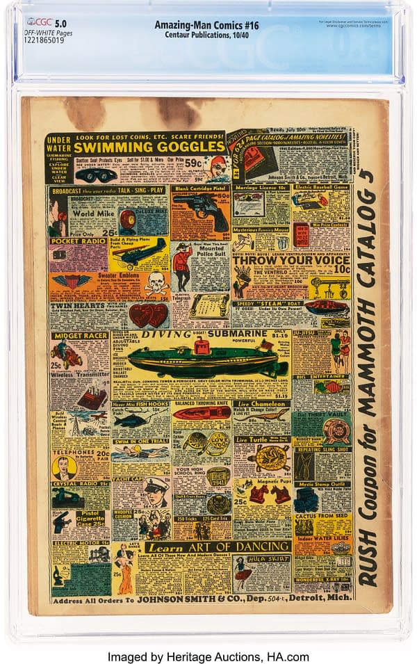 The $50 Million War Conspiracy in Amazing-Man Comics #16, at Auction