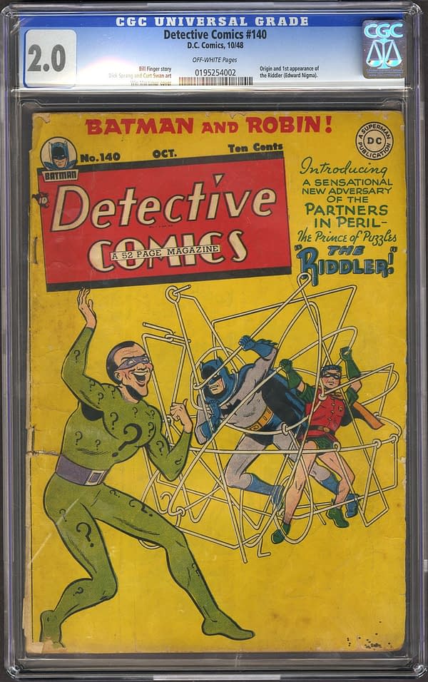 The Batman Villain The Riddler's First Appearance Auction Ending Today