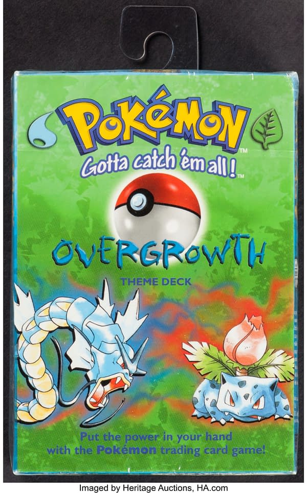 The front of the box for the Overgrowth theme deck from the Pokémon TCG. Currently available at auction on Heritage Auctions' website.