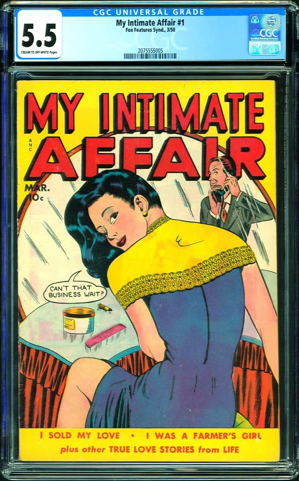The copy of My Intimate Affair #1 up for auction on ComicConnect. Image Credit: ComicConnect 