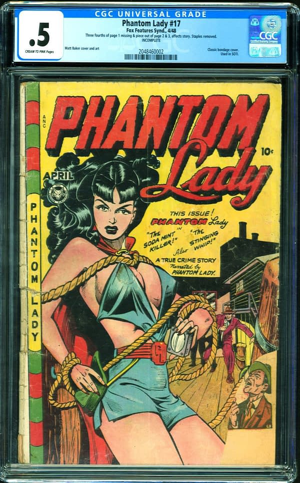 The copy of Phantom Lady #17 that is currently up for auction on ComicConnect. Image Credit: ComicConnect