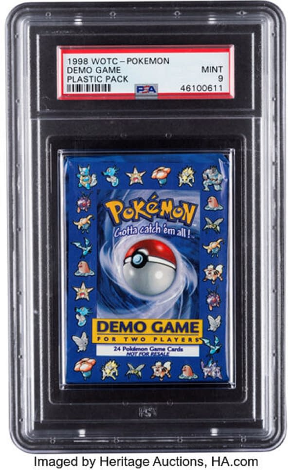 The front of the Demo Pack from the Pokémon Trading Card Game originally produced by Wizards of the Coast in 1998. This item is currently available at Heritage Auctions!