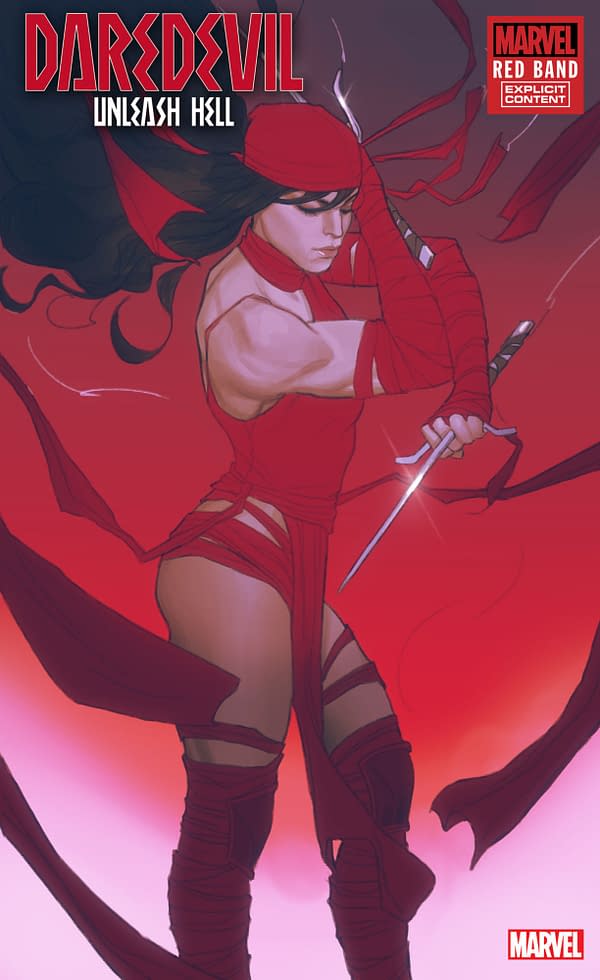 Cover image for DAREDEVIL: UNLEASH HELL - RED BAND #1 JOSHUA SWABY ELEKTRA VARIANT [POLYBAGGED]