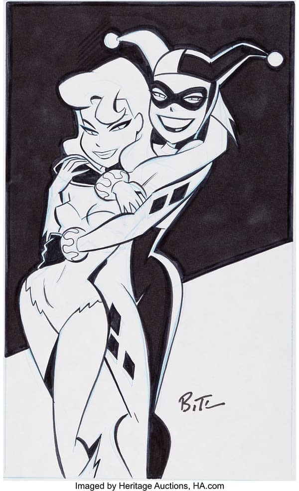 Harley Quinn & Poison Ivy Hug It Out In Bruce Timm Art On Auction