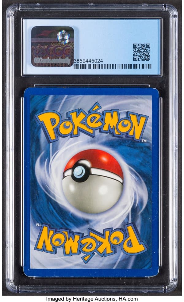 The back face of the graded copy of Shining Tyranitar from the Neo Destiny set for the Pokémon TCG. Currently available at auction on Heritage Auctions' website.