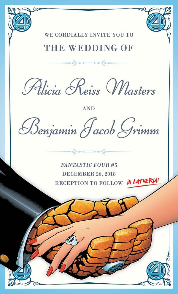 Sara Pichelli Won't Be at the Wedding of Ben Grimm and Alicia Masters in Fantastic Four #5