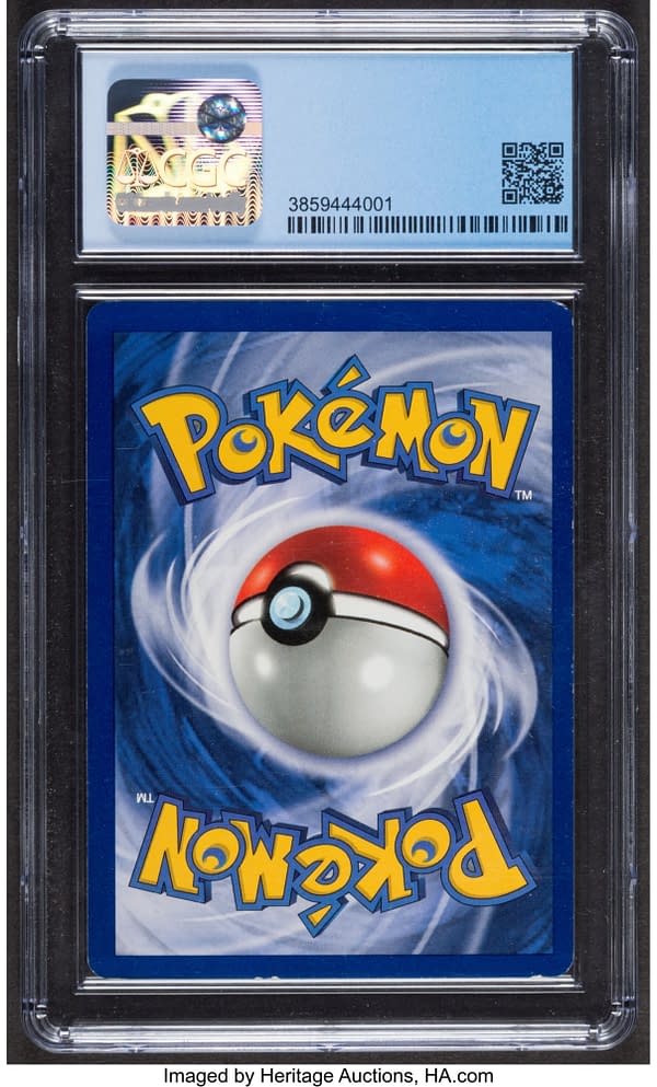 The back face of the graded Charizard from the Pokémon TCG's Base Set, shown here at a certified grade of 7 in 1st Edition. Currently available at auction on Heritage Auctions' website.