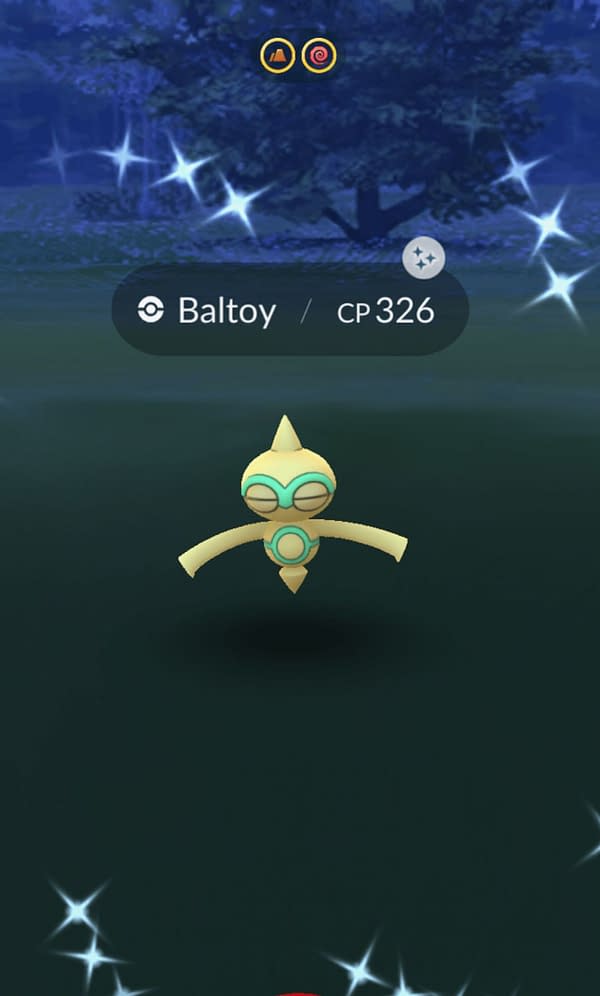 Shiny Baltoy for Ultra Unlock Enigma Week in Pokémon GO. Credit: Niantic