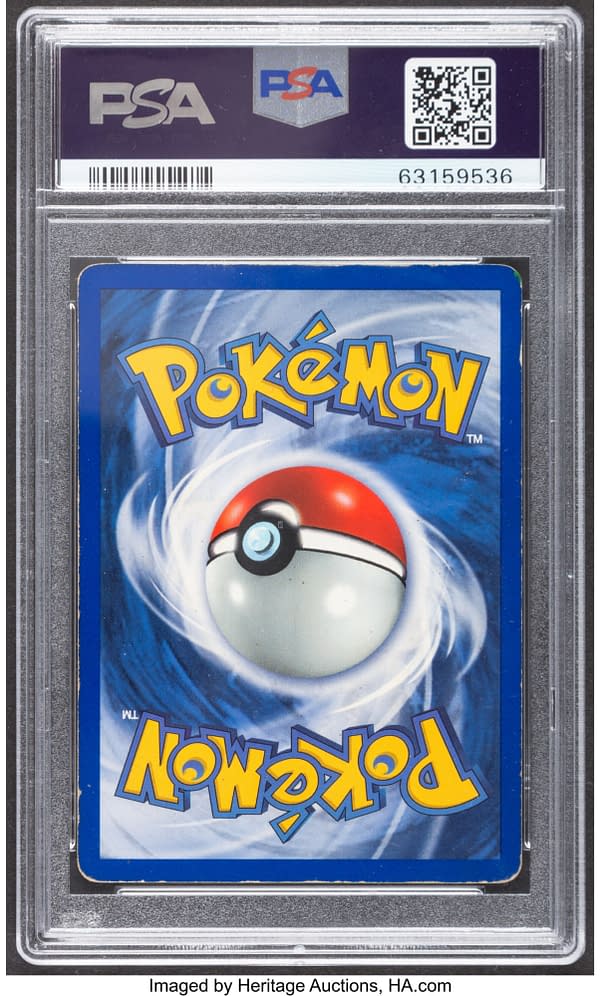 The back face of the graded 1st Edition copy of Charizard from the Pokémon TCG's Base Set. Currently available at auction on Heritage Auctions' website.