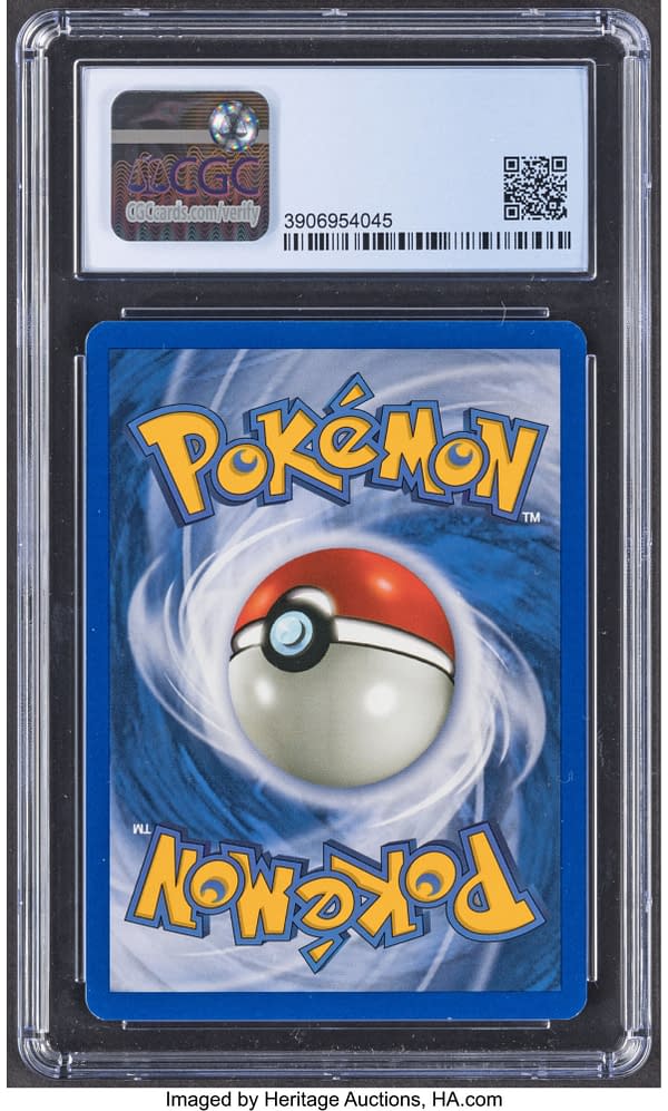 The back face of the graded copy of Shining Tyranitar from Neo Destiny, an expansion for the Pokémon TCG. Currently available at auction on Heritage Auctions' website.